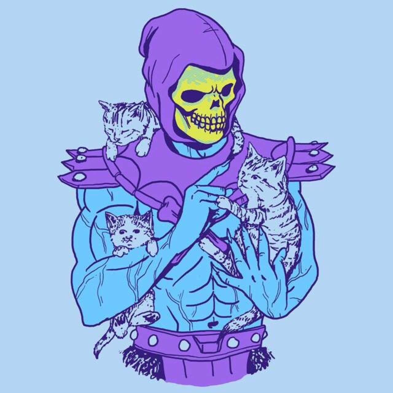 Skeletor holding cats
